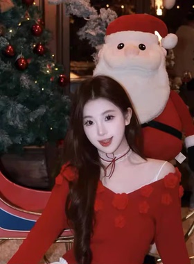 法式甜辣风红色蝴蝶结蕾丝项链女