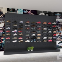 Shoe Store Shoe Rack Show Shelves Shop Nets Red Shoes Wall Straight Podcast Room With Upper Wall Display Racks Sneakers Subshop Props