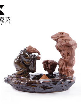 伍家坊 陶瓷摆件 中式居家饰品 手工雕刻 人物 香器 工艺品精品