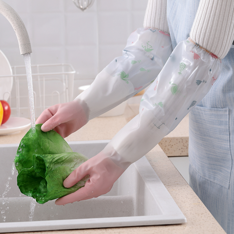家务手套加绒加厚款防水家用厨房洗碗刷碗洗衣服女橡胶胶皮耐用型-图0