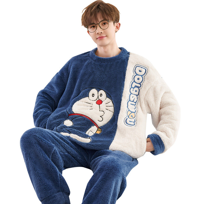 男士睡衣冬季加绒加厚青少年卡通法兰绒加肥大码珊瑚绒宽松家居服,淘宝优惠券,粉丝福利购,淘宝优惠卷