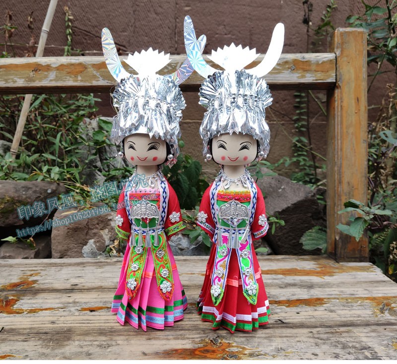民族风特色手工艺品少数民族娃娃人偶居家装饰摆件中国风木偶包邮-图3