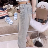 Летние дизайнерские ретро прямые свободные джинсы, штаны