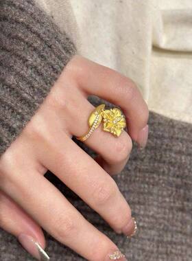 古法沙金拉丝镶钻山茶花