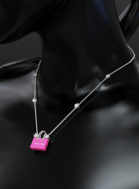 YURITAN原创设计粉色包包吊坠项链2024春夏新款甜美风美少女项链