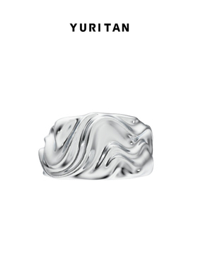 YURITAN水波纹开口戒指深海系列原创设计情侣款开口戒指现货秒发