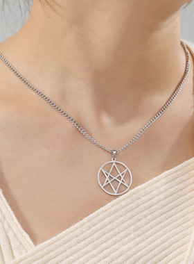 邪恶力量记录者守护项链Supernatural Dean&Sam 不锈钢六芒星吊坠