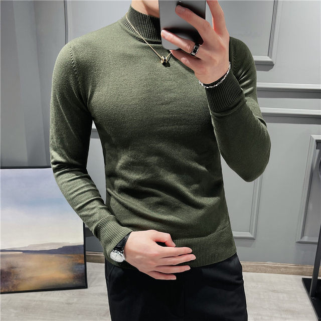 Mid-collar pullover Korean slim-fit men's sweater mid-collar Mid-collar pullover Korean slim-fit men's sweater mid-collar