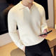 High-end V-neck sweater pullover lapel heavy warm men's POLO long-sleeved American autumn and winter thickened