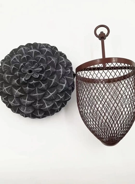 爆款花园庭院装饰品橡果铁艺喂鸟器树脂工艺品装饰