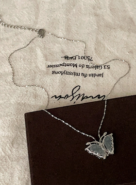 新中式清冷感蝴蝶吊坠项链女简约个性时尚潮流气质百搭颈链锁骨链