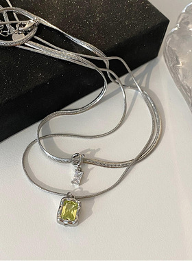 小众设计感双层金属蛇骨链项链女韩国个性简约百搭气质颈链锁骨链