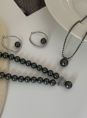倪妮同款大溪地黑珍珠项链女轻奢高级感时尚个性百搭颈链锁骨链