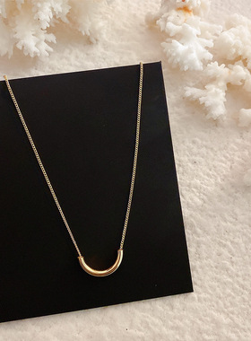 韩国东大门项链女 极简风气质百搭弧形笑脸项链颈链锁骨链 冷淡风