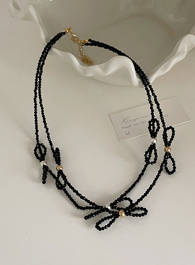 水晶蝴蝶结项链女设计感小众复古个性简约百搭气质时尚颈链锁骨链