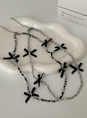 超仙蝴蝶结水晶项链女复古轻奢优雅气质百搭个性时尚颈链锁骨链