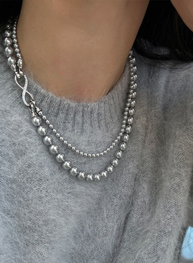 一款多带珍珠项链女小众设计感复古个性百搭气质时尚颈链毛衣链