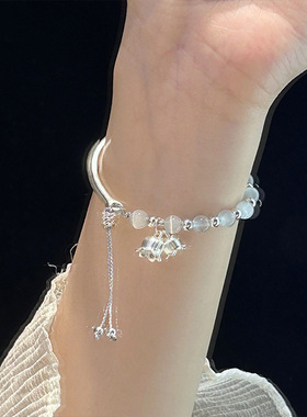 猫眼石串珠金属花朵手链女设计感小众个性百搭气质时尚手饰手镯