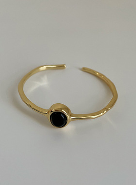 冷淡风不规则金属手镯女简约小众个性简约百搭气质猫眼石镶嵌手饰