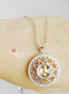 时来运转吊坠镀18k四叶圆形钻