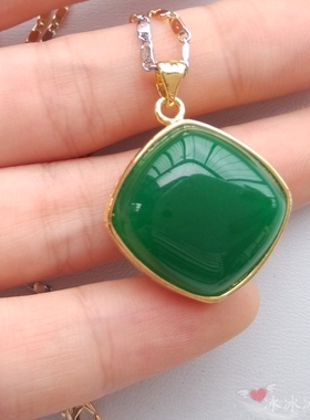 镀18k黄白彩金马来玉吊坠项链