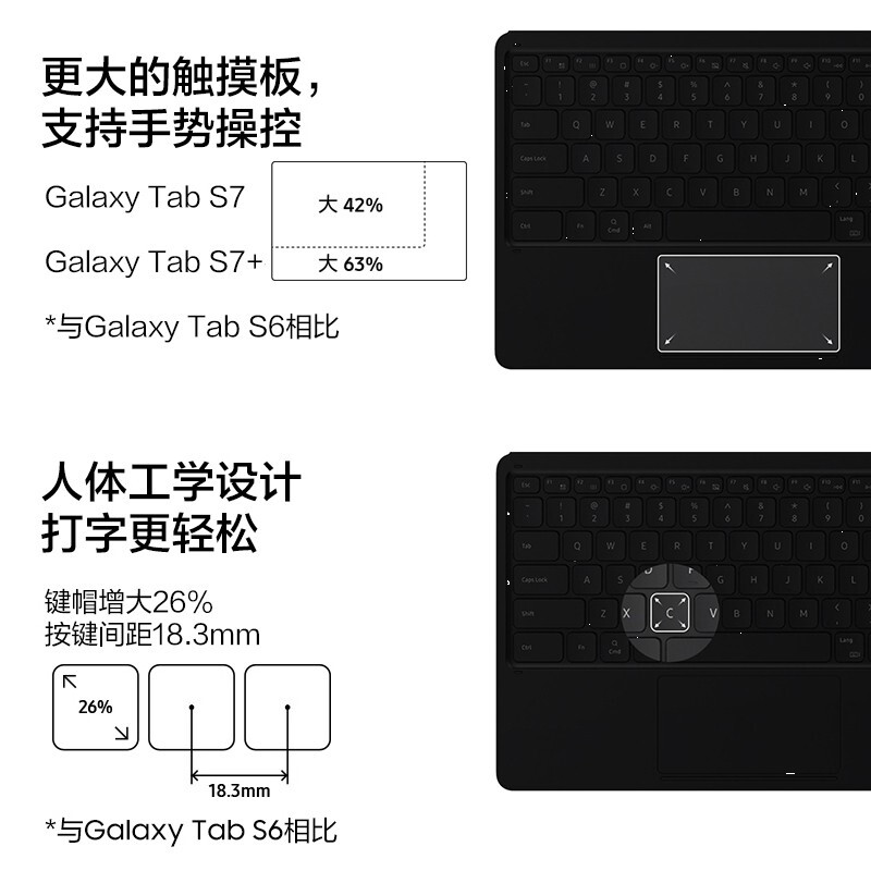 Samsung/三星平板Tab S7 S7+ S7 FE S8 S8+原装键盘支架皮套T733/T735C/T870/T970超薄键盘 - 图3