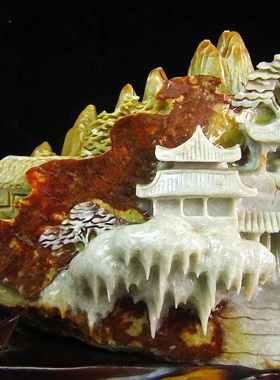 天然玉石雕芙蓉石富水长流风水