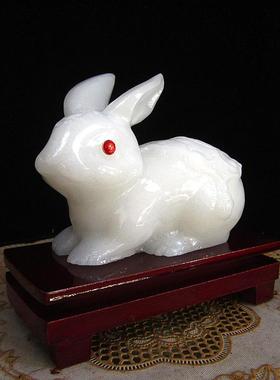 白玉兔子摆件装饰摆件