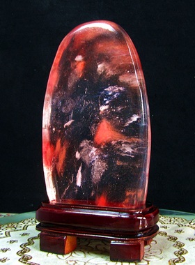 天然石原石奇石巴西红水晶摆件