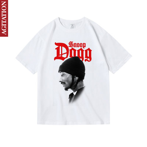 snoopdogg西海岸嘻哈hiphop狗爷印花衣服周边纯棉短半袖T恤男女夏 - 图1