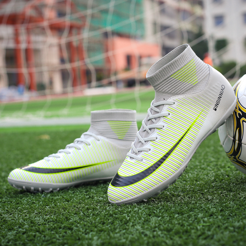 Adults Man Soccer Cleats Shoes High-top Football Boots Kids - 图0