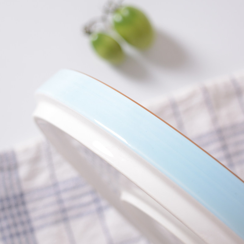 陶瓷盘子酒店饭店餐厅菜盘摆盘家用饭盘果盘手绘釉下彩圆盘浅汤盘,淘宝优惠券,粉丝福利购,淘宝优惠卷