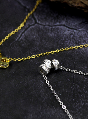 娃美925银镶钻转运轮锁骨链