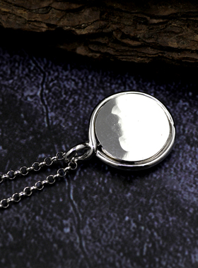S925银项链月亮代表我的心藏字投影吊坠白贝母光照反射投影脖子链