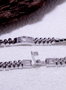 S925银韩版小众表带锆石手链女简约质感男女时尚潮搭手饰