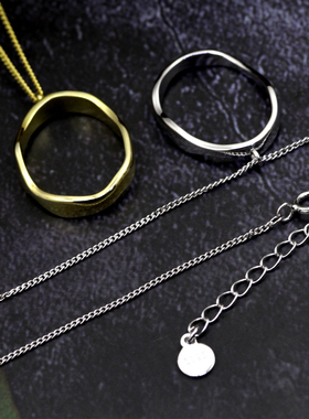 韩版ins小众设计感几何波浪项链