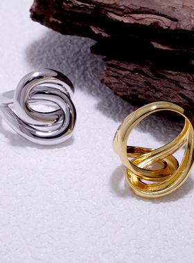 韩版ins指环小众设计感交织缠绕质感S925纯银戒指女