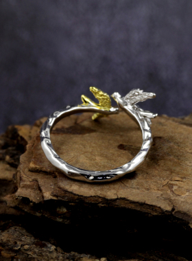 韩版ins小众设计感极简飞鸟戒指