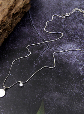 韩版ins小众设计感极简圆牌项链