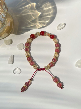 奈洛水晶草莓晶金发晶手链女森系