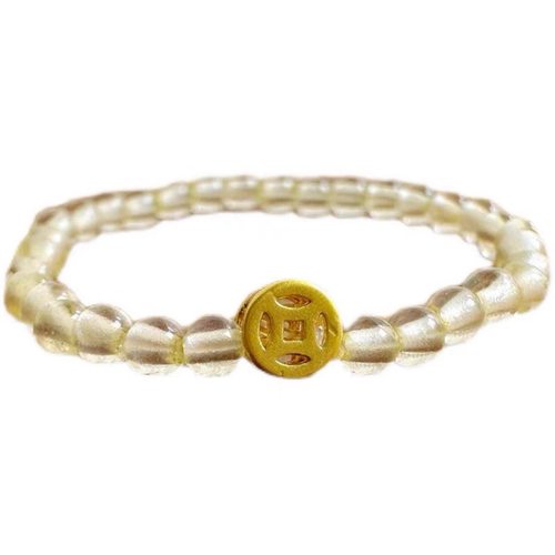 极细天然黄水晶戒指女松紧款银指环转运珠小众设计感 - 图2