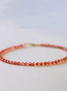 天然南红玛瑙手链假装是红绳手饰