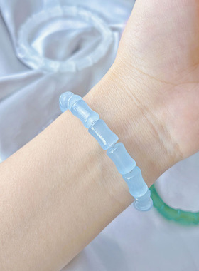 新款网红风新中式竹节仿和田玉串珠手链时尚简约小清新配饰送闺蜜