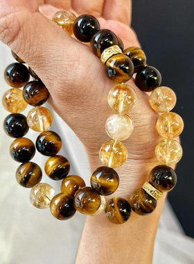 新中式美拉德风天然黄水晶手链基