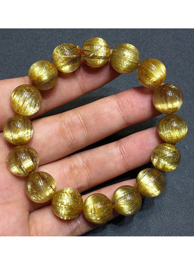 天然金发晶手链钛晶顺发猫眼石绿