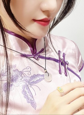 天然白玛瑙平安扣毛衣链情侣款项