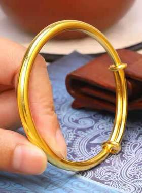 新款时尚婚庆配饰越南沙金手镯女光面满天星流星雨仿黄金闺蜜手饰