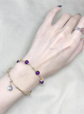 天然乌拉圭紫水晶手链女好运幸运