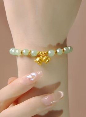 铃兰花手链女仿和田玉手串黄金色莲蓬吊坠手饰送女友生日礼物女款