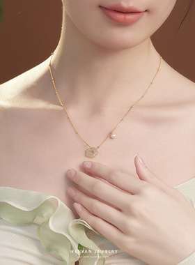 『醉花影』天然和田玉花朵项链女